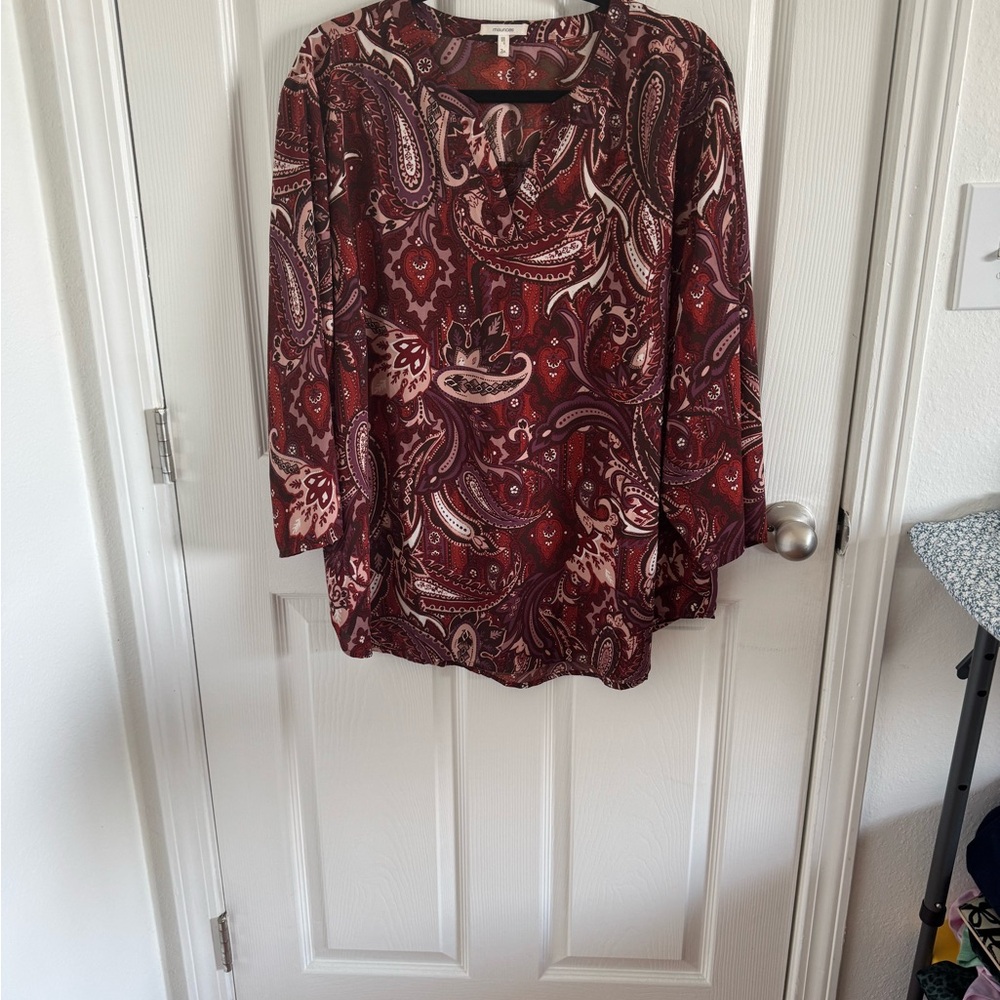 Maurices Burgundy Paisley Blouse